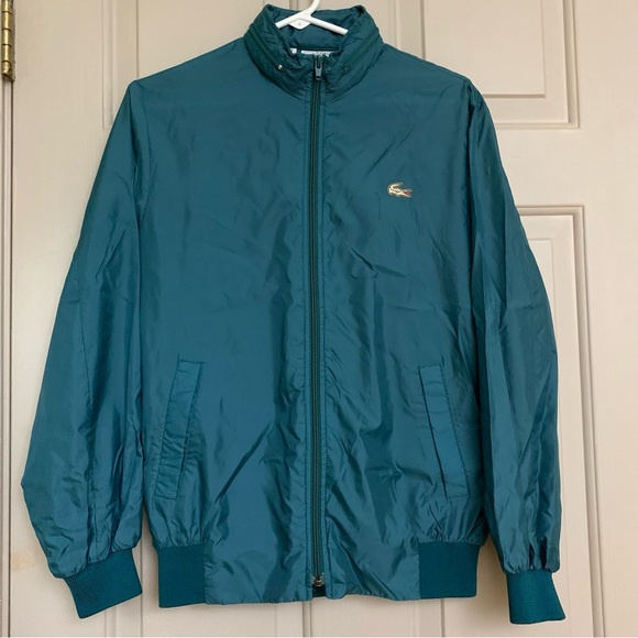 Vintage Izod jacket dark teal blue green windbreaker lightweight hoodie - Picture 1 of 6